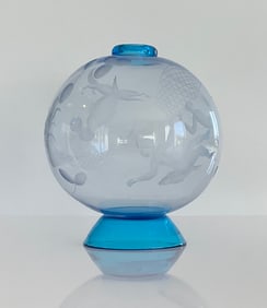 Carlo Scarpa MVM Cappellin model 5680 Transparente Vase with engraved decoration