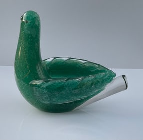 Model Z 2104 Seguso Vetri D'Arte green bollicine bird sculpture