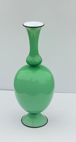 Fratelli Toso attributed circa 1930 Incamiciato art glass vase in green with gold highlights