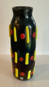 Fratelli Toso Nerox A Strisce Punti Polichromi Vase design Ermanno Toso circa 1950's