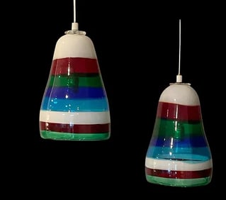 Anzolo Fuga PAIR Murano art glass hanging lights