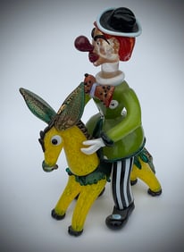 Ercole Barovier Barovier and Toso Attributed clown sculpture on donkey