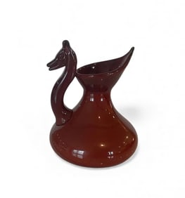 Ercole Barovier Barovier and Toso Brilliant red Corniola vase with animal handle