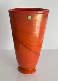 Ercole Barovier barovier and Toso 1930's red pasta vitrea vase with gold highlights