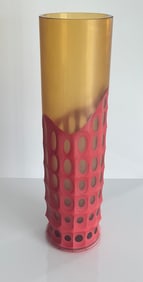 Monumental Rodolfo Dordoni dated Venini vase in vibrant red