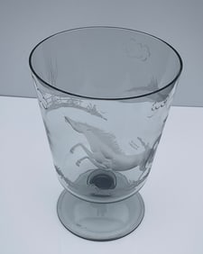 SALIR 1930's Signed Murano art glass vase with horse decoration