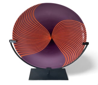 Lino Tagliapietra Murano Effetre LARGE Art Glass charger with stand