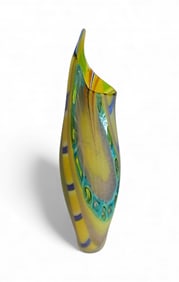 Afro Celotto Large Murano Studio Glass Vase with battuto work signed 1 of 1