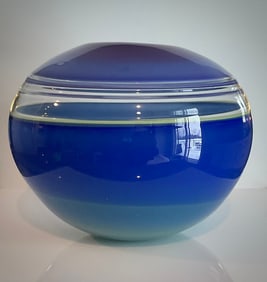 Sonja Blomdahl Blue Yellow Incalmo Vase SB 3486 dated 1986