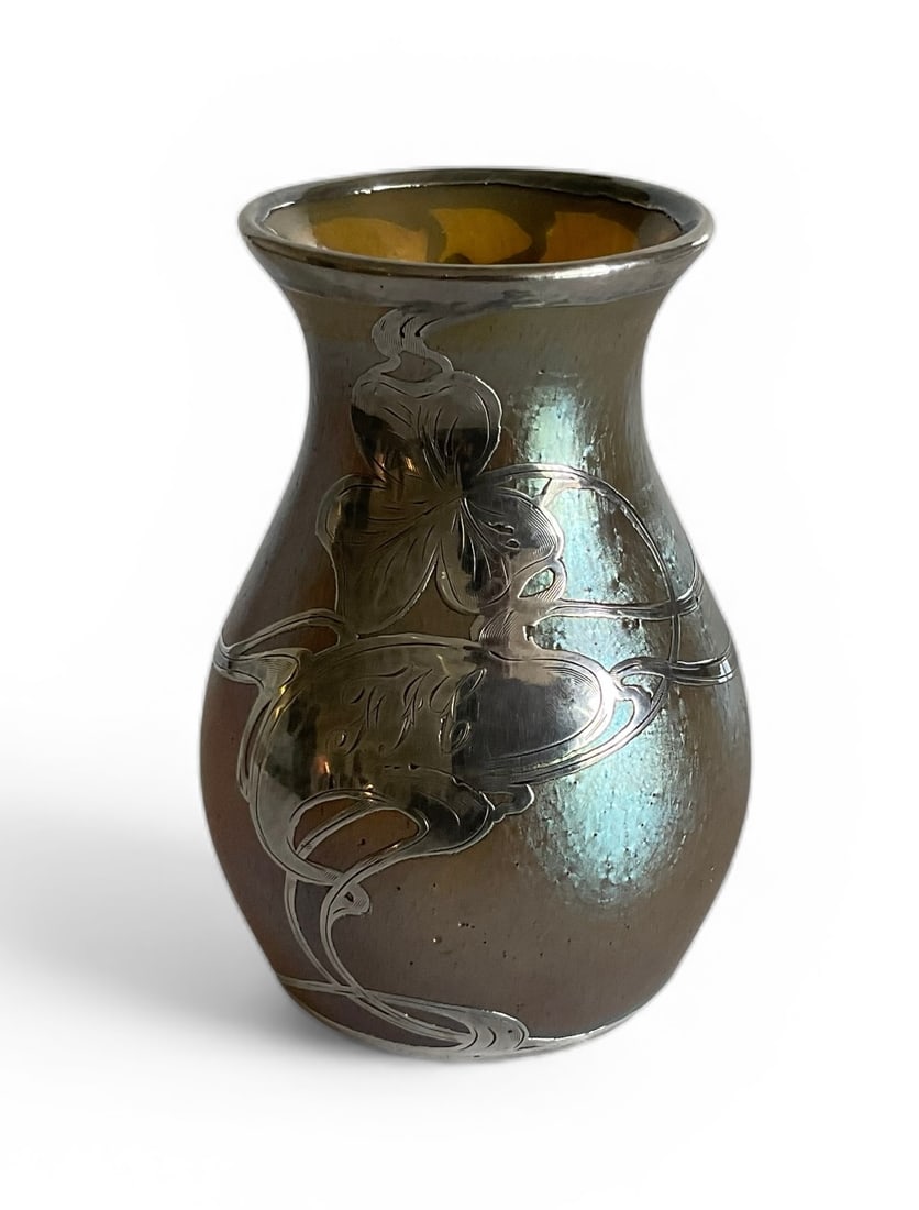 Loetz sterling silver overlay art glass vase (1 of 5)