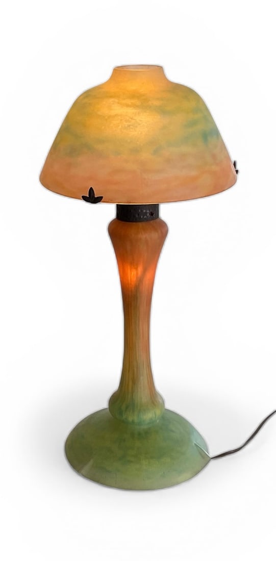 Daum Nancy Signed French art glass lamp signed both on the base and shade: Daum Nancy Signed French art glass lamp signed both on the base and shade