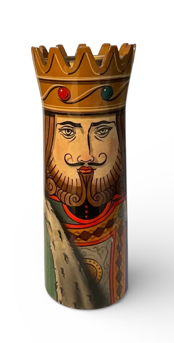 Aldo Tura SIGNED Goatskin Waste paper basket with king and original labels (1 of 3)