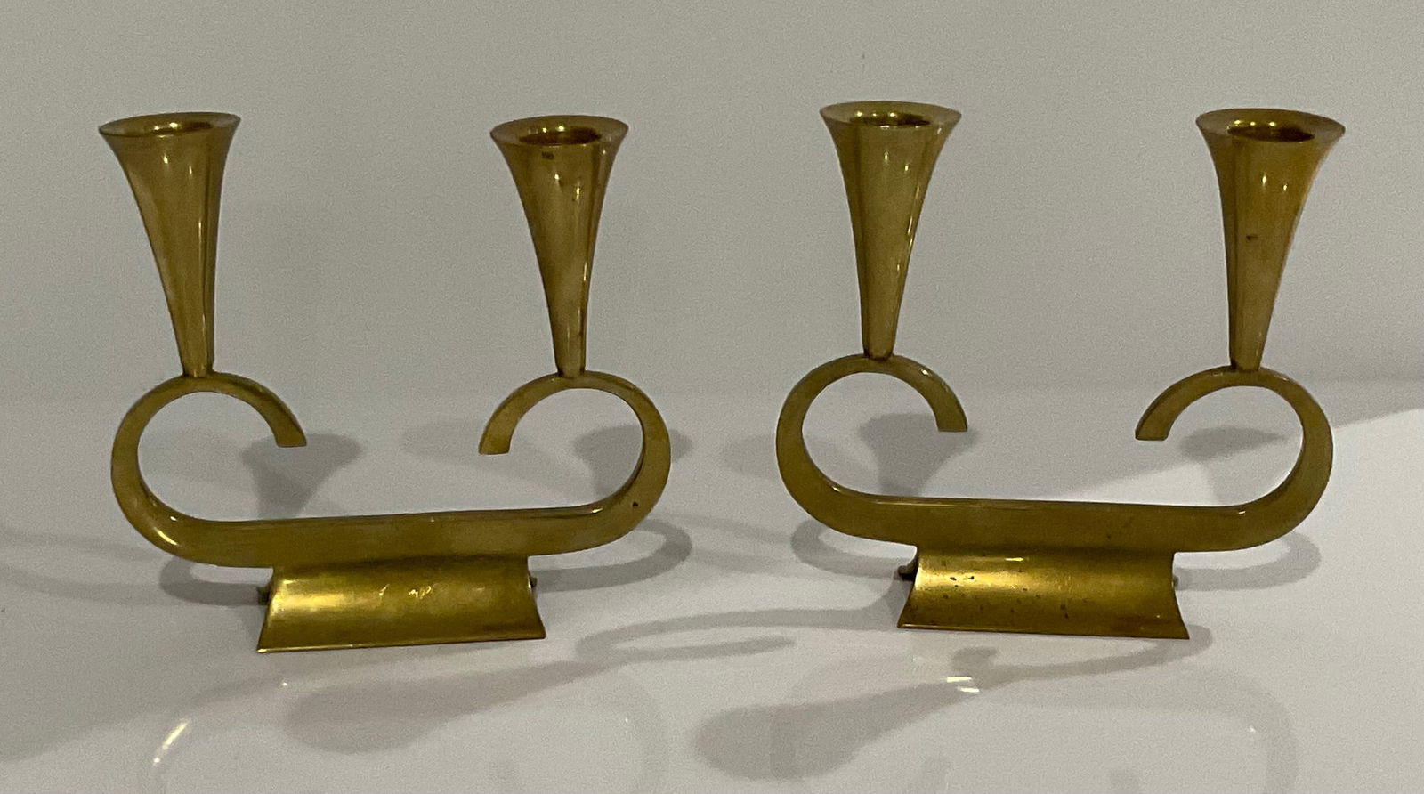 Richard Rohac Austria Signed Brass pair of candlesticks: Richard Rohac Austria Signed Brass pair of candlesticks