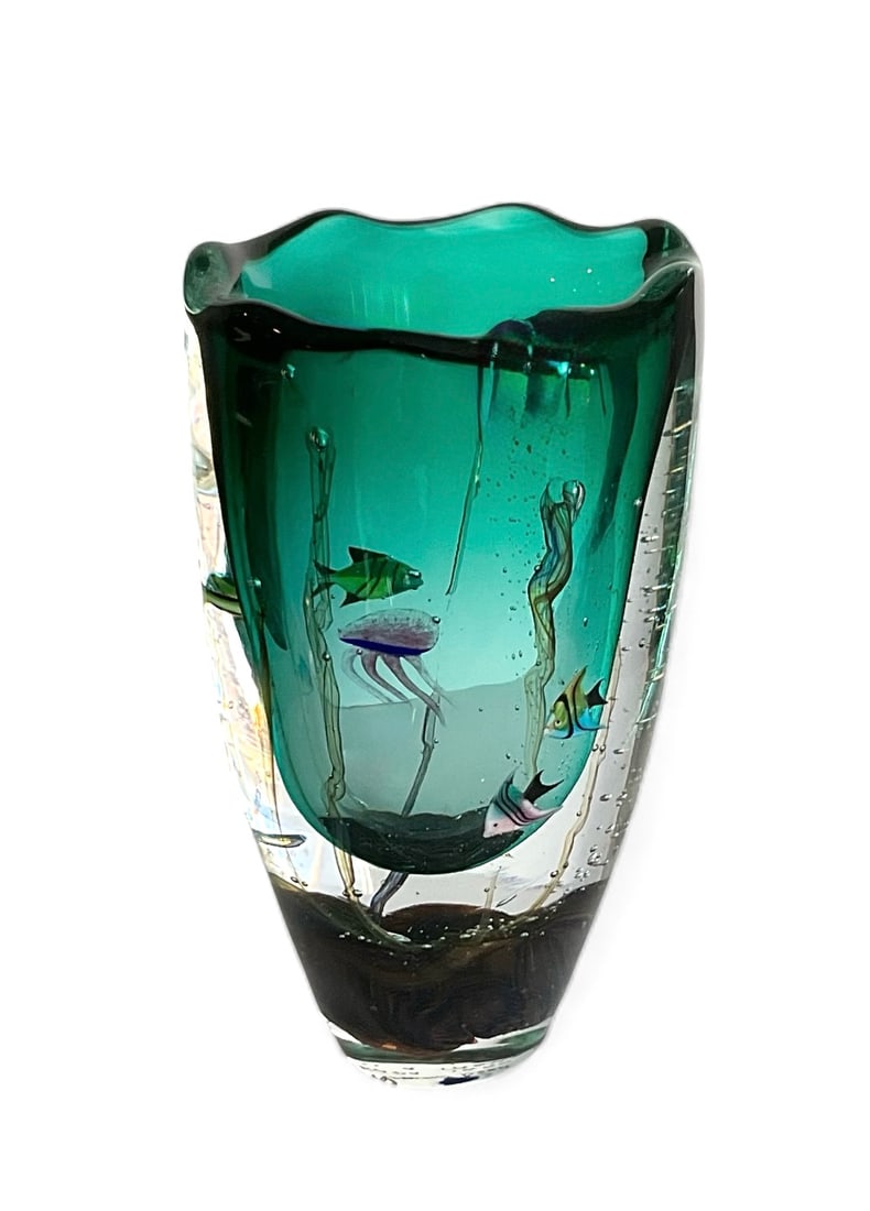 Romanno Dona Murano Art glass aquarium vase signed by the artist (1 of 3)