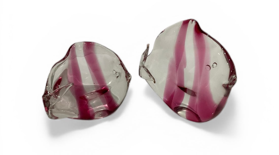 Pair signed Renato Anatra murano art glass fish sculptures (1 of 1)