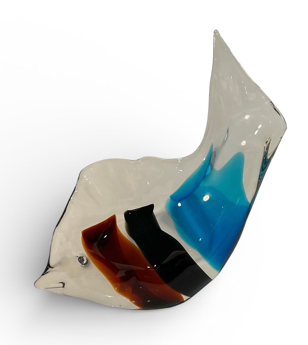 Fulvio Bianconi attributed Cenedese large signed murano art glass fish with bands of color (1 of 1)