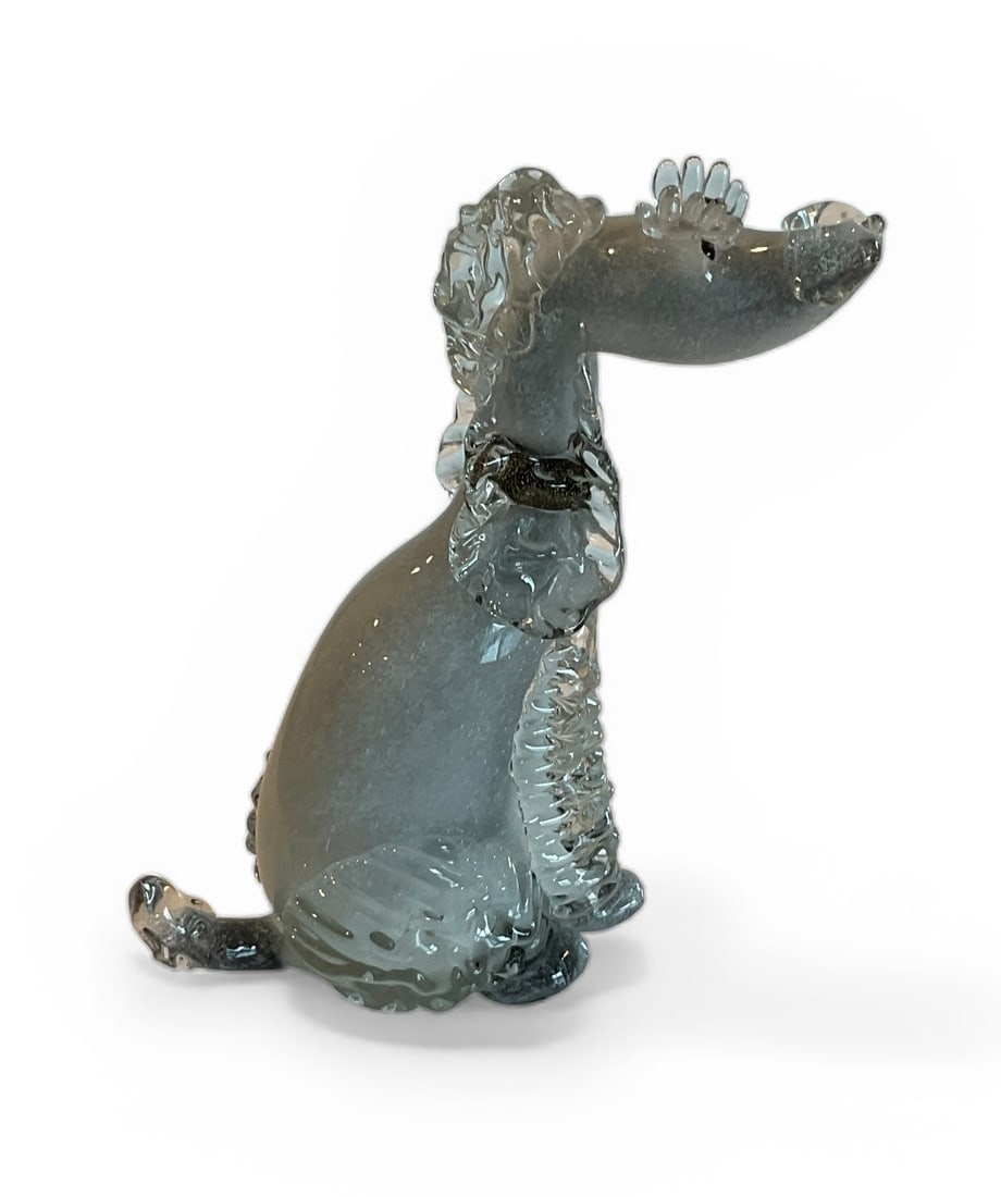 Alfredo Barbini Murano art glass sculpture of a poodle in pulegoso glass (1 of 1)