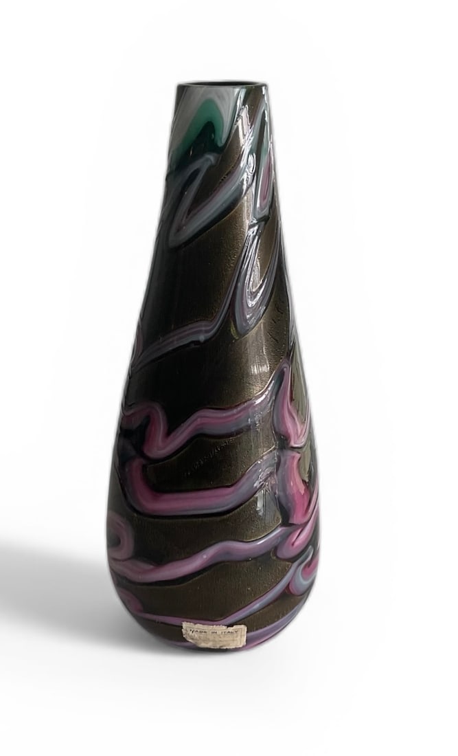 Barovier and Toso attributed Neolitici Vase with original label circa 1950s (1 of 4)