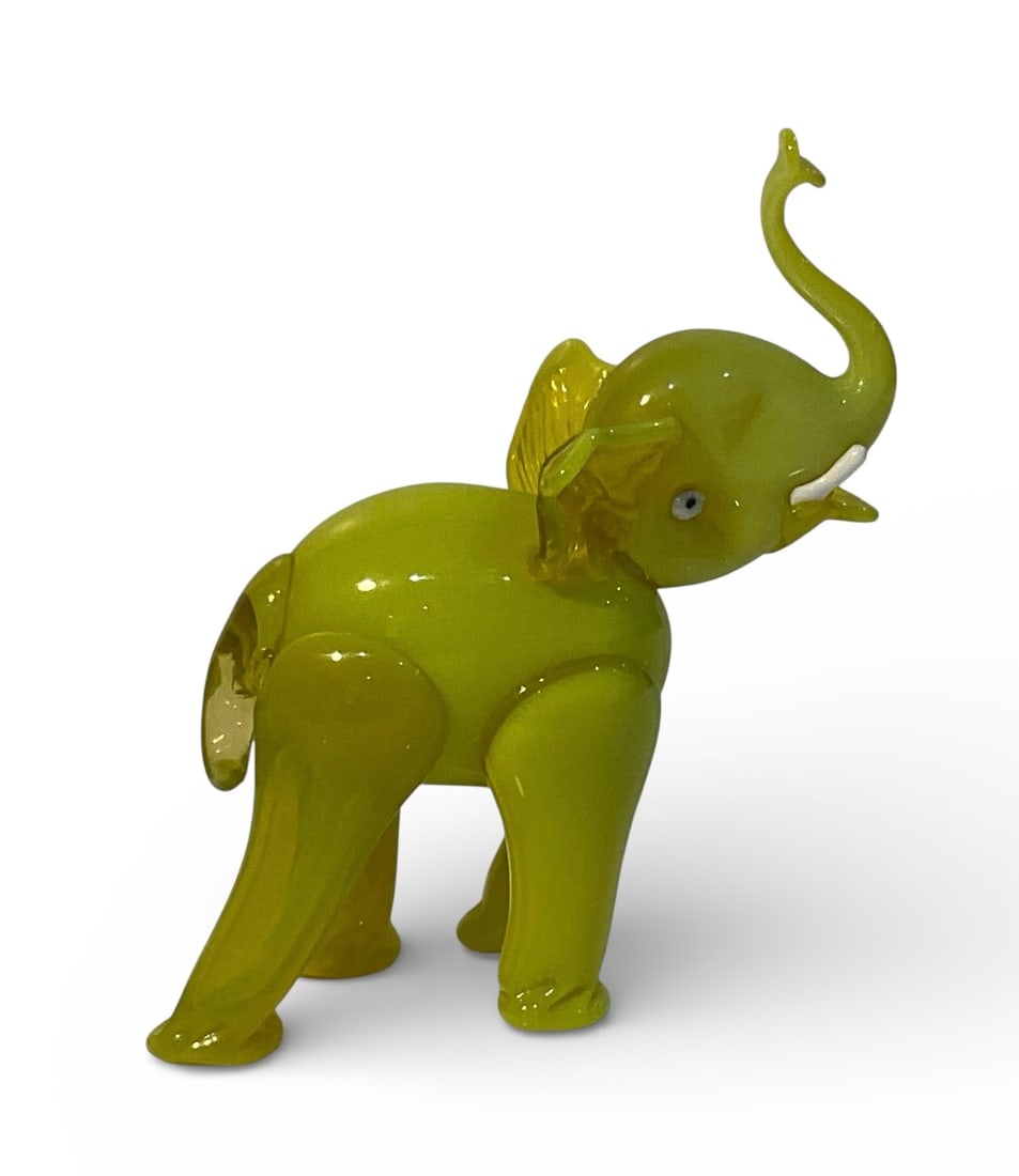 Early Murano art glass figure of an elephant in brilliant yellow (1 of 1)