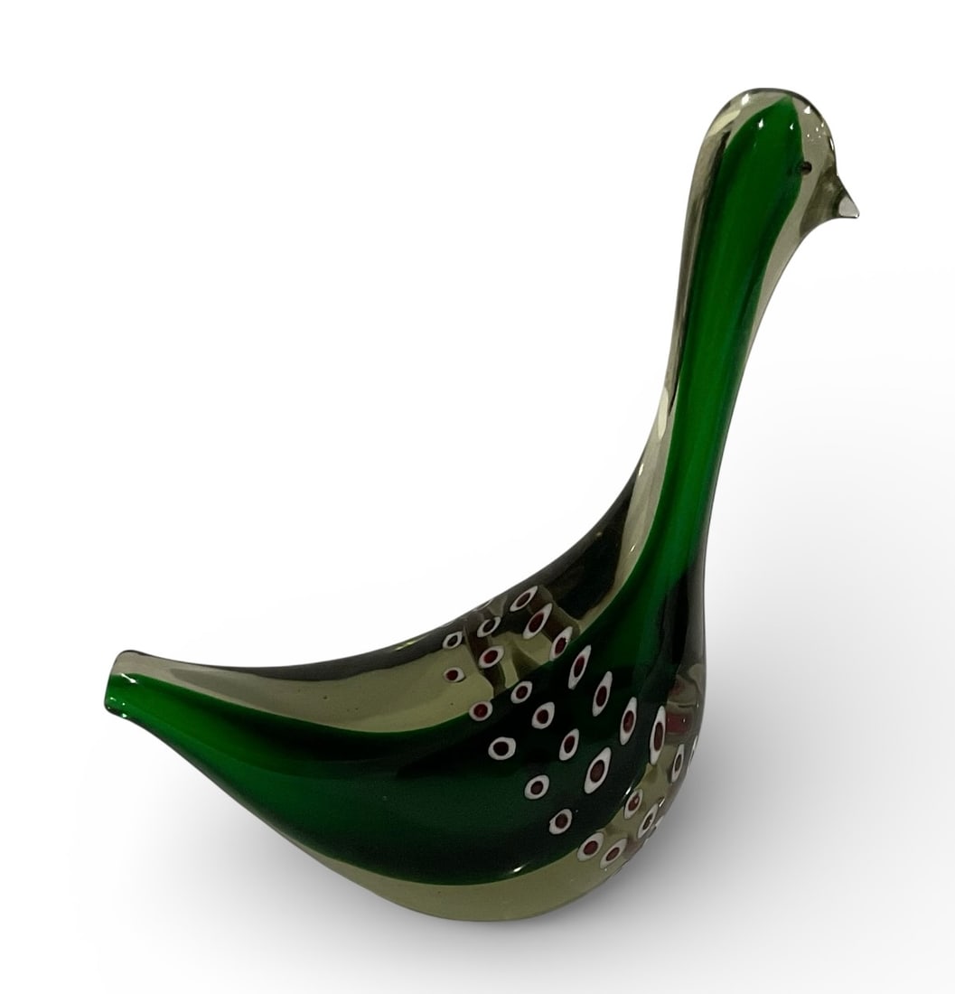 Large Galliano Ferro attributed murano murrine glass figure of a bird: Large Galliano Ferro attributed murano murrine glass figure of a bird