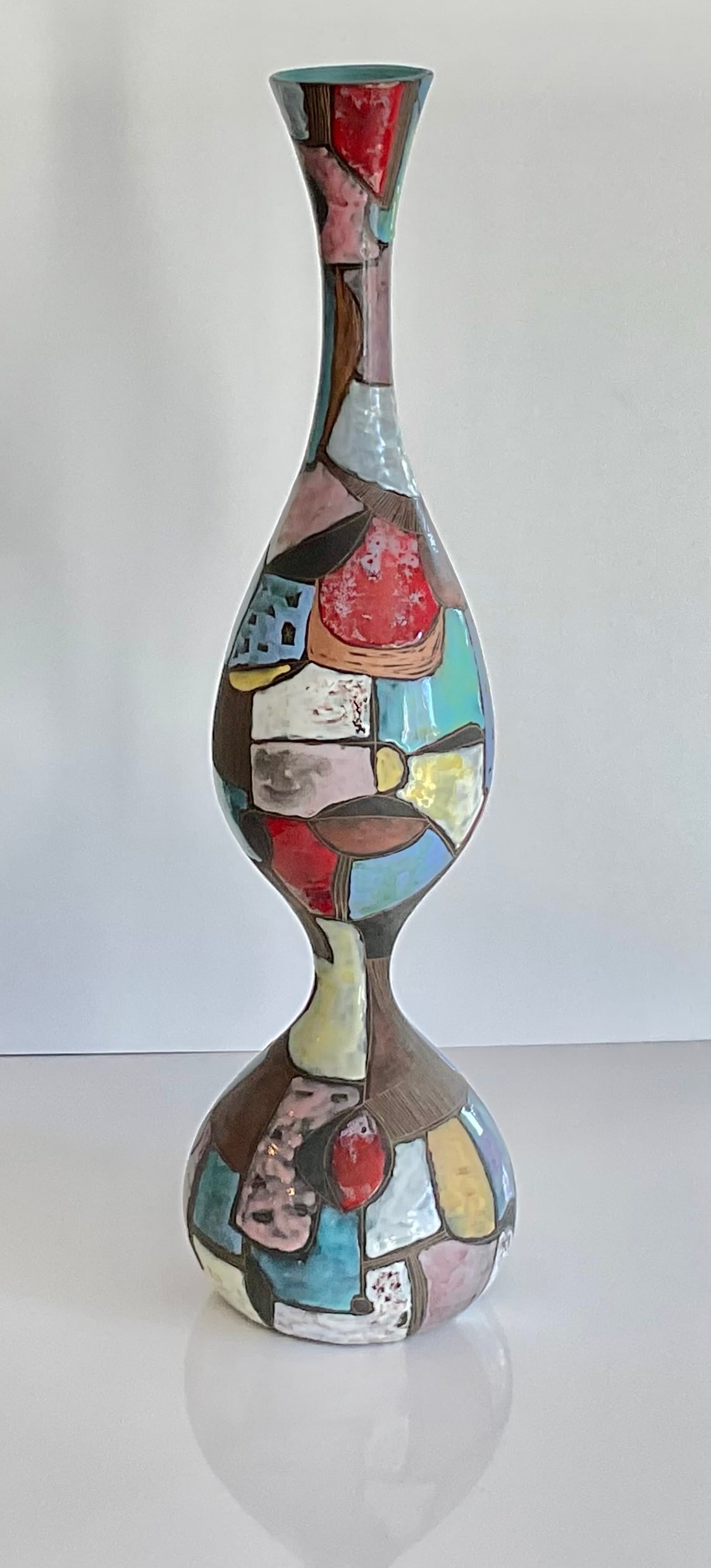 Marcelo Fantoni attributed signed FEYLA 1958 large abstract Italian pottery vase: Marcelo Fantoni attributed signed FEYLA 1958 large abstract Italian pottery vase