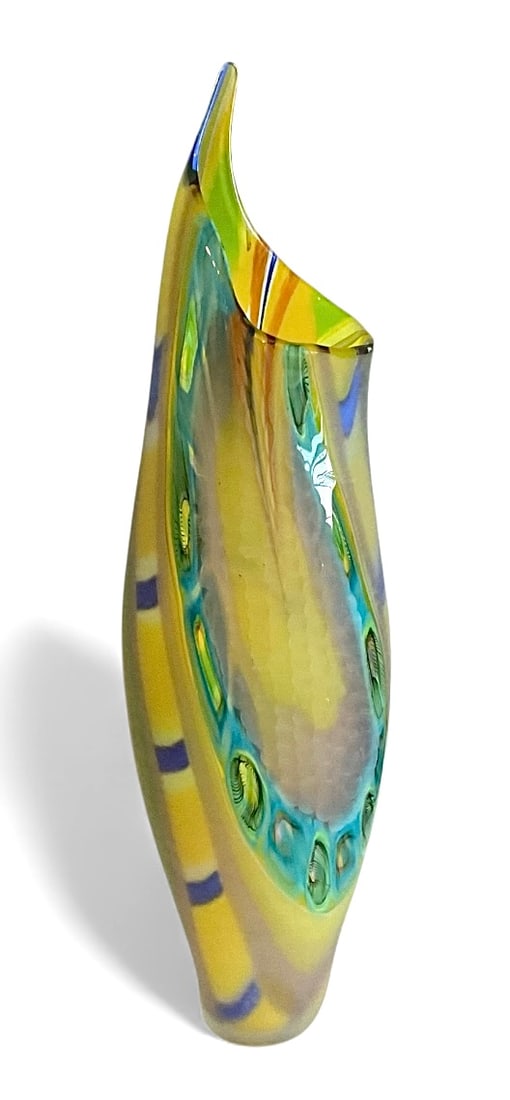 Large Afro Celotto Battuto murano art glass sculptural vase signed and numbered 1 of 1 `: Large Afro Celotto Battuto murano art glass sculptural vase signed and numbered 1 of 1 `