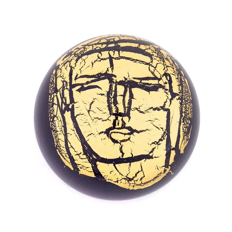 Luigi Benzoni Berengo Studios art glass paperweight with face: Luigi Benzoni Berengo Studios art glass paperweight with face