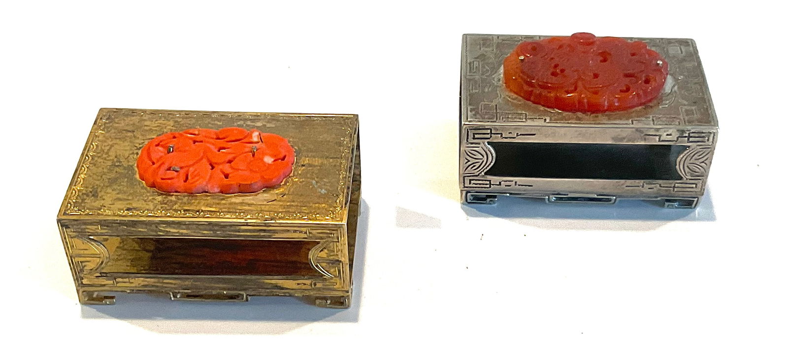 PAIR Signed Edward Farmer Sterling matchbook holders circa 1920. total weight 105 grams. (1 of 5)