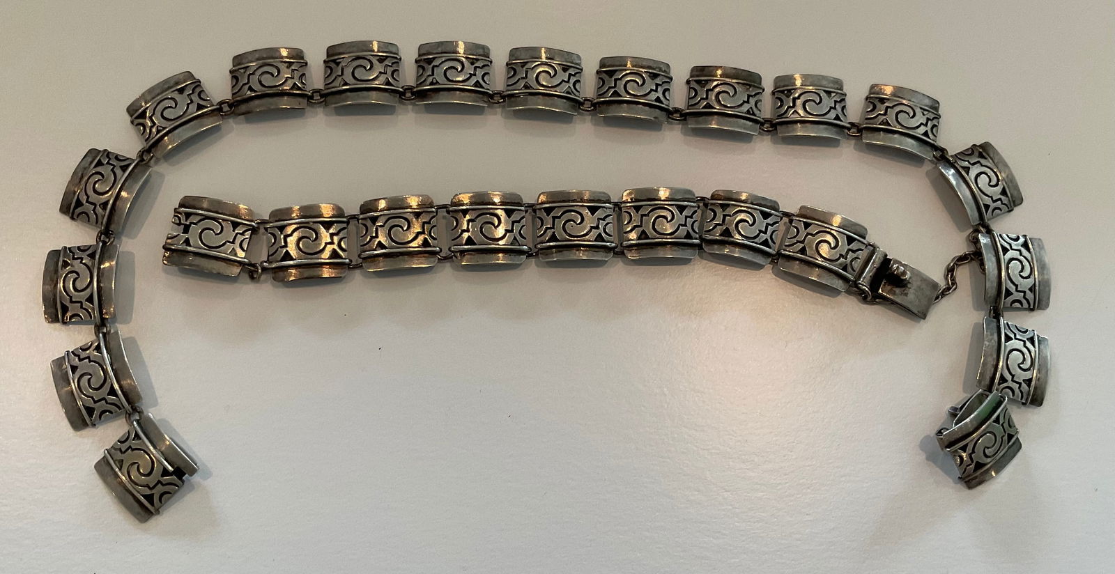 VICTORIA Taxco Sterling Neckace and matching bracelet. Total weight 129 grams. Necklace is 15.25 (1 of 1)