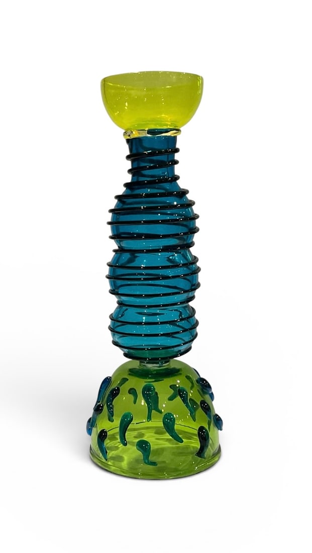 Ettore Sottsass (1917-2017) Murano Art Glass Tall Vase Memphis Signed: Ettore Sottsass (1917-2017) Murano Art Glass Tall Vase Memphis Signed