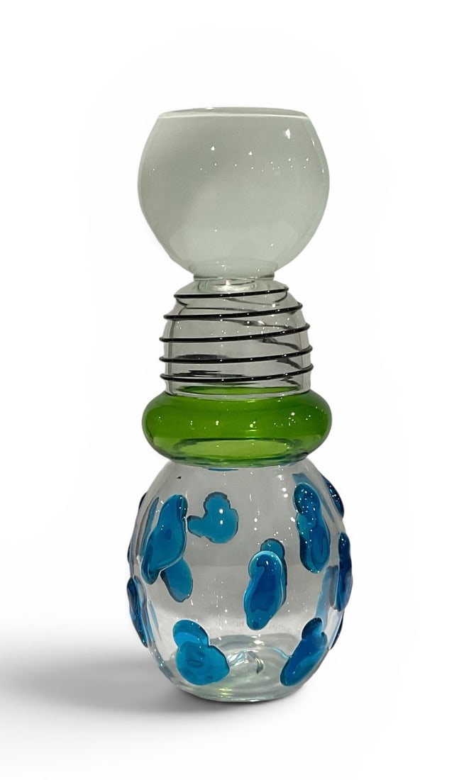 Ettore Sottsass (1917-2017) Murano Art Glass Alcor Vase Memphis Signed (1 of 1)