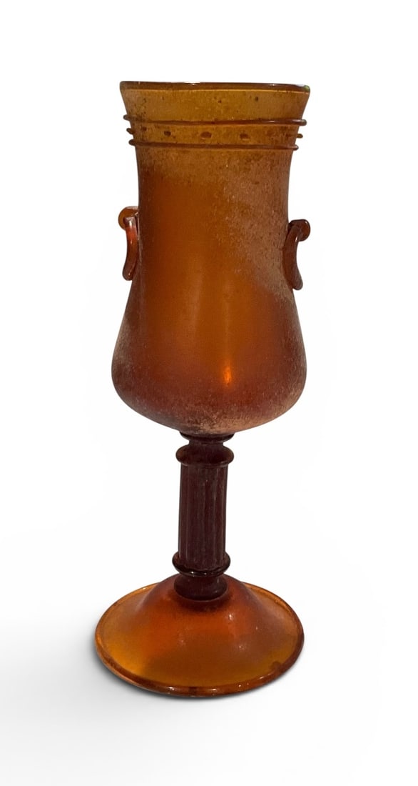 Seguso Vetri D Arte Signed Murano art glass scavo vase in dark red TALL: Seguso Vetri D Arte Signed Murano art glass scavo vase in dark red TALL