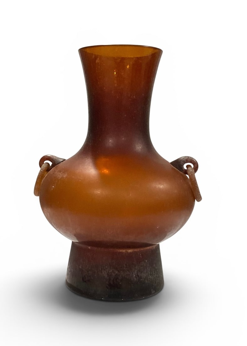 Seguso Vetri D Arte Signed Murano art glass scavo vase in dark red (1 of 1)