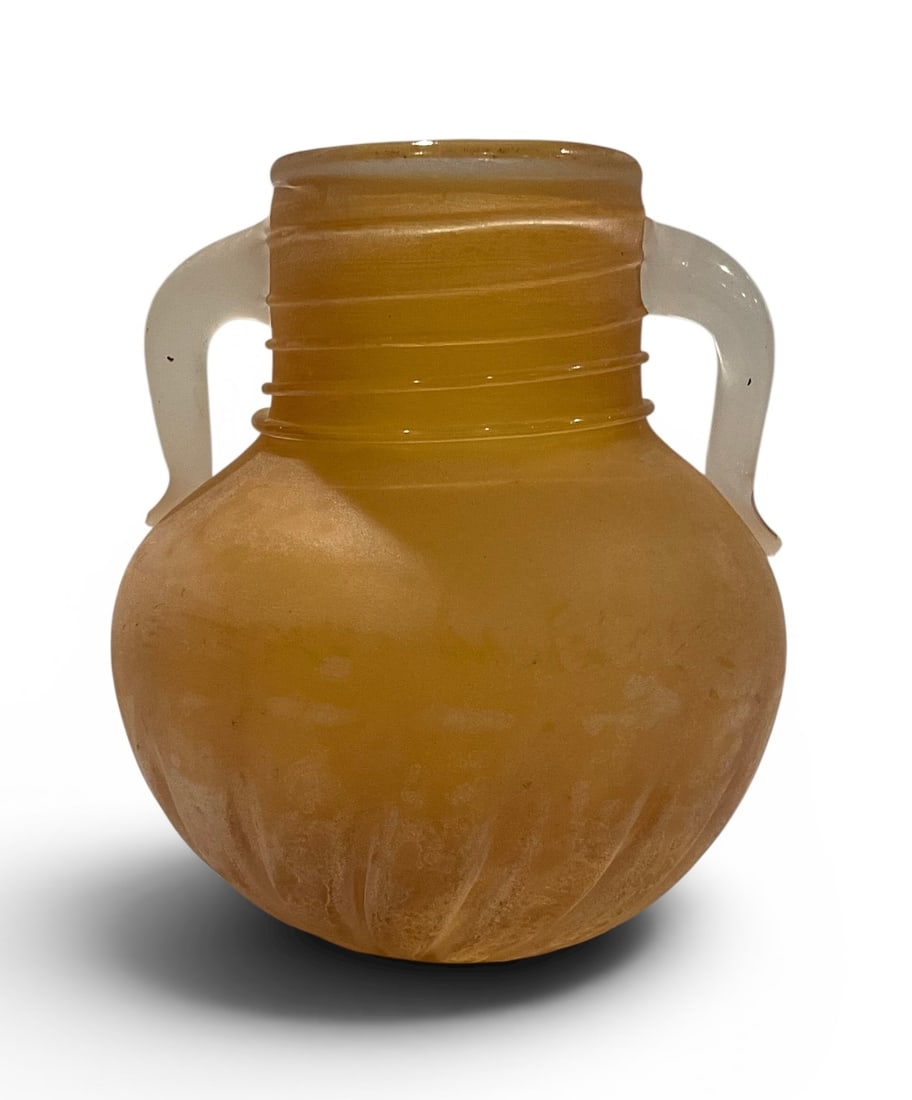 Bisazza acid signed 2 handled murano scavo glass vase (1 of 1)