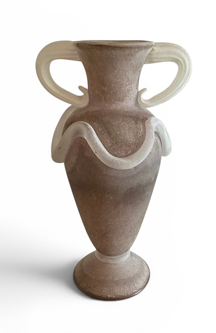 Luigi Mellara LARGE Handled Murano Art Glass Scavo vase (1 of 1)