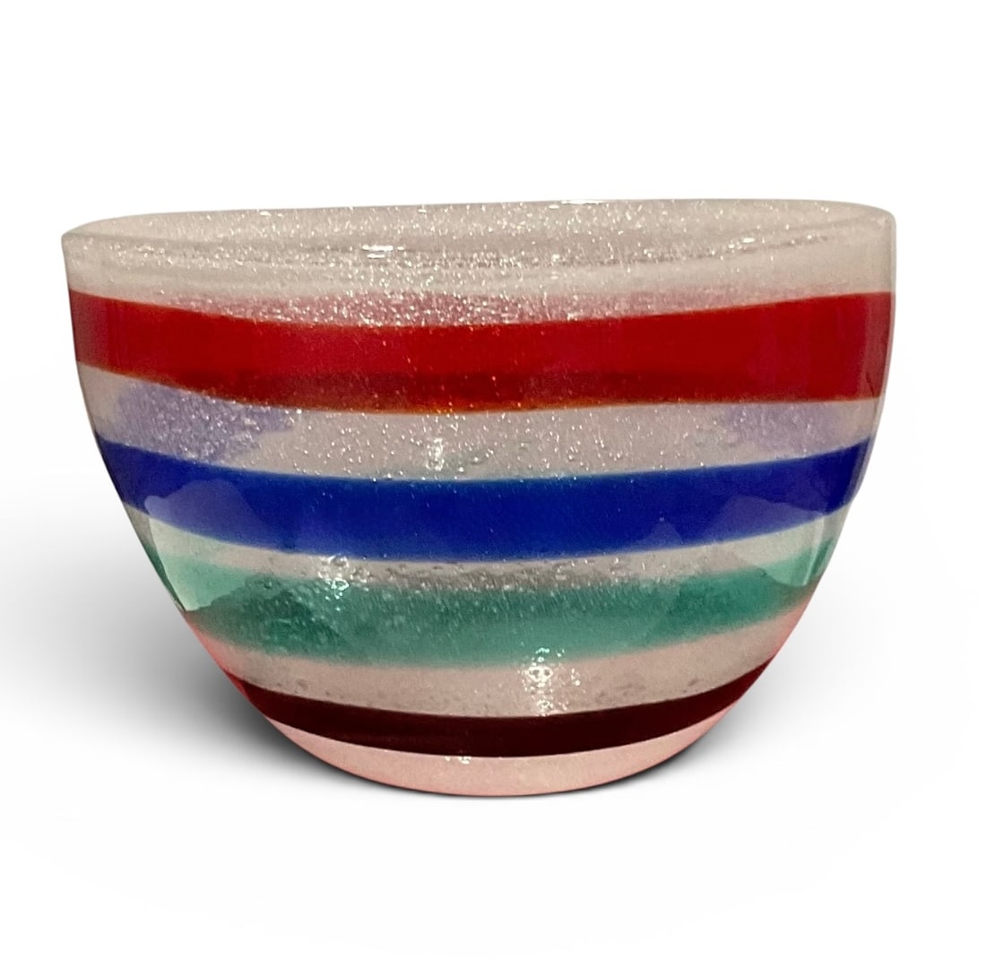 Fulvio Bianconi (1915-1996) Cenedese Murano glass pulegoso bowl signed Cenedese (1 of 1)