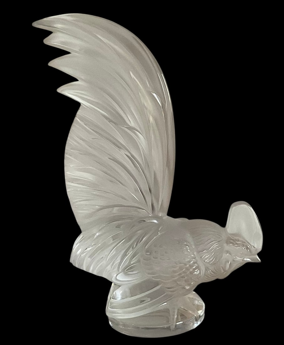 Signed Lalique France art glass figure of a rooster (1 of 1)