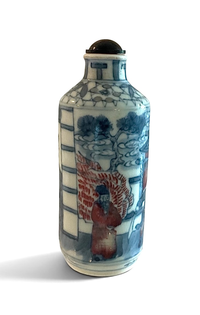 Chinese Blue and white porcelain snuff bottle signed (1 of 1)