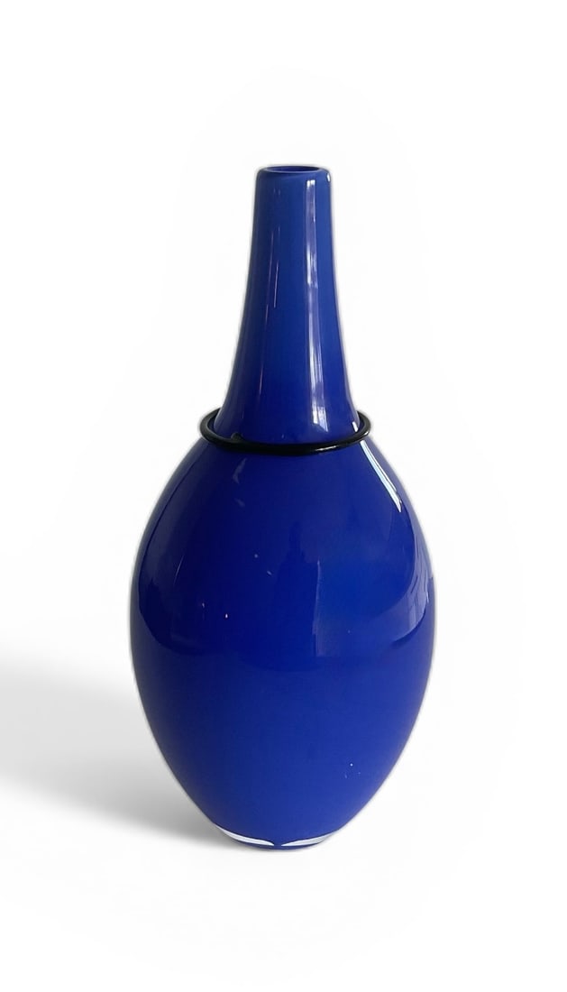 Lino Tagliapietra Effetre signed murano art glass vase in blue (1 of 1)