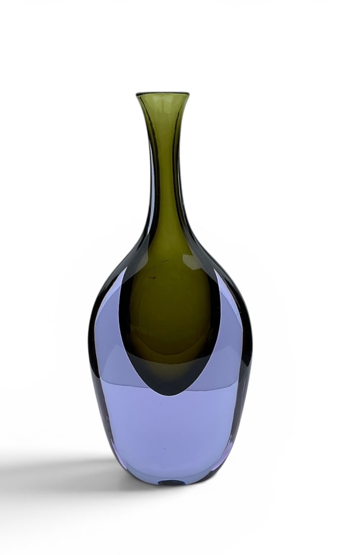 Antonio Da Ros Signed Cenedese Murano art glass sommerso vase purple and green (1 of 1)