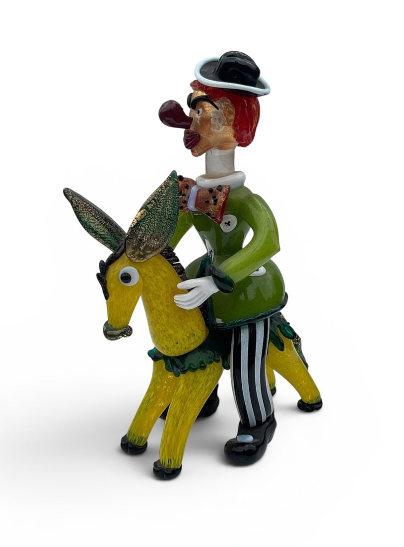 Barovier and Toso attributed murano art glass clown figure on donkey (1 of 1)