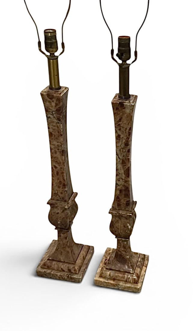 Large PAIR Marble Lamps mid century modern: Large PAIR Marble Lamps mid century modern