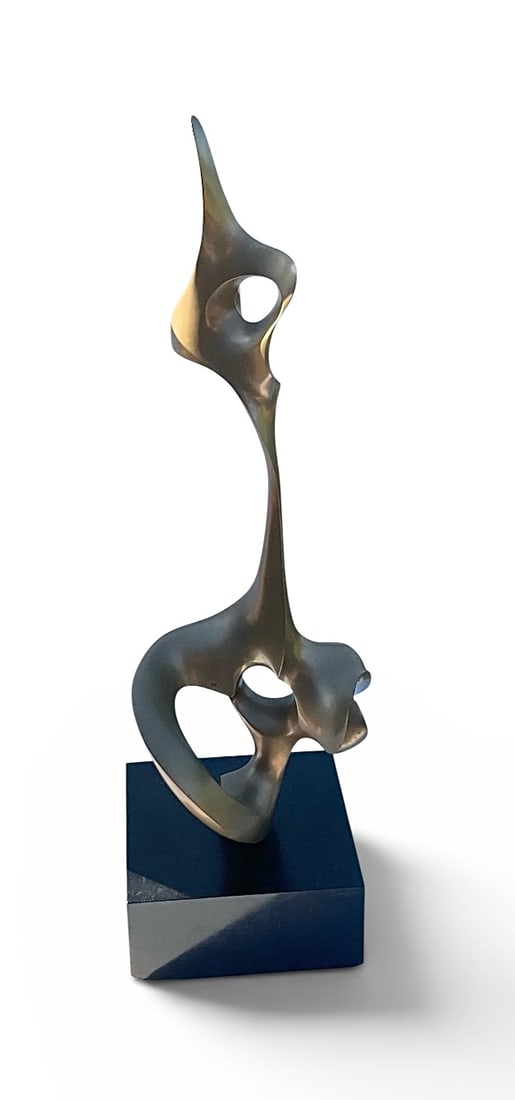 Kieff Antonio Grediaga (1936-) large geometric bronze on marble base (1 of 3)