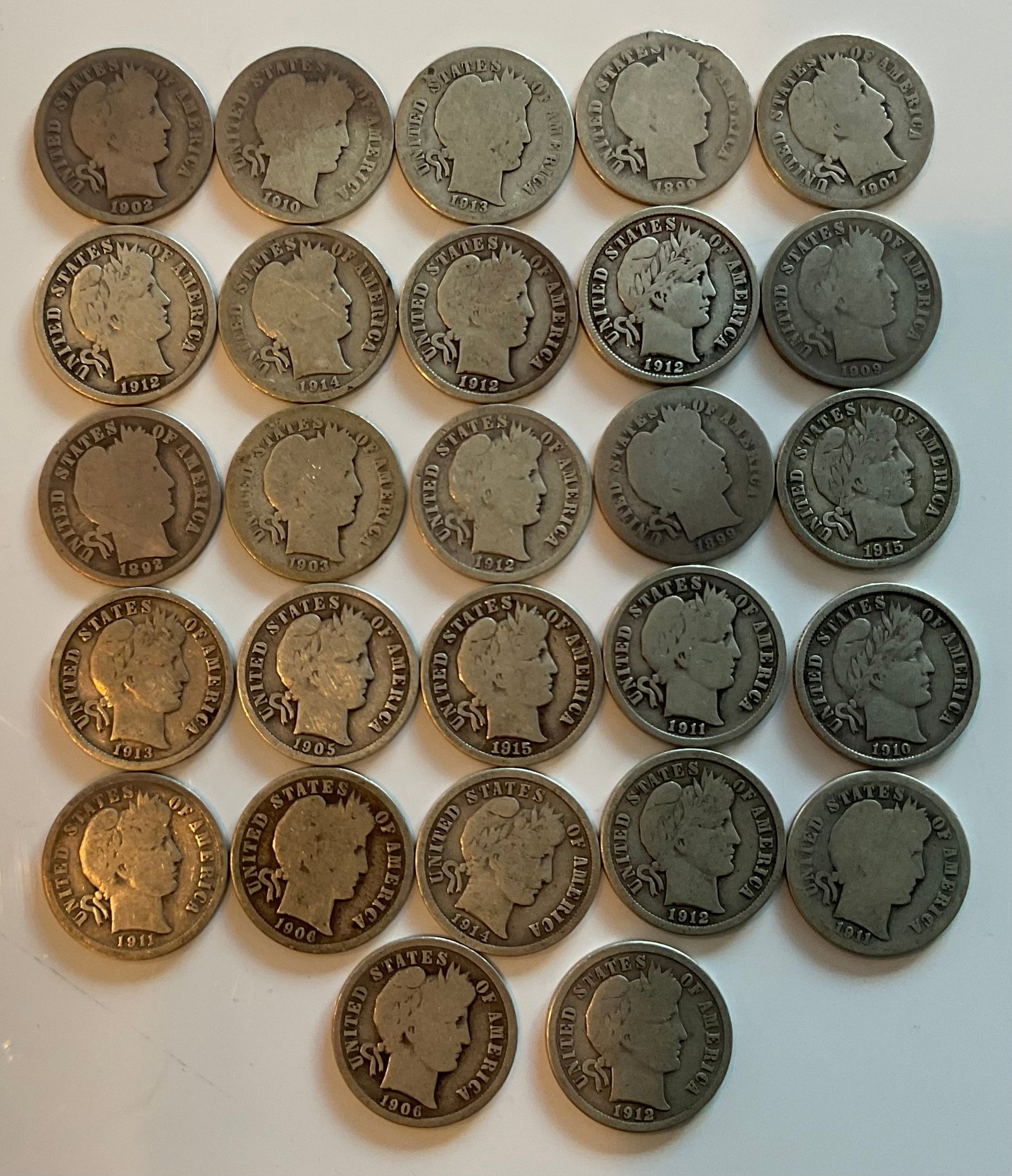 Group of 27 Barber Dimes (1 of 1)