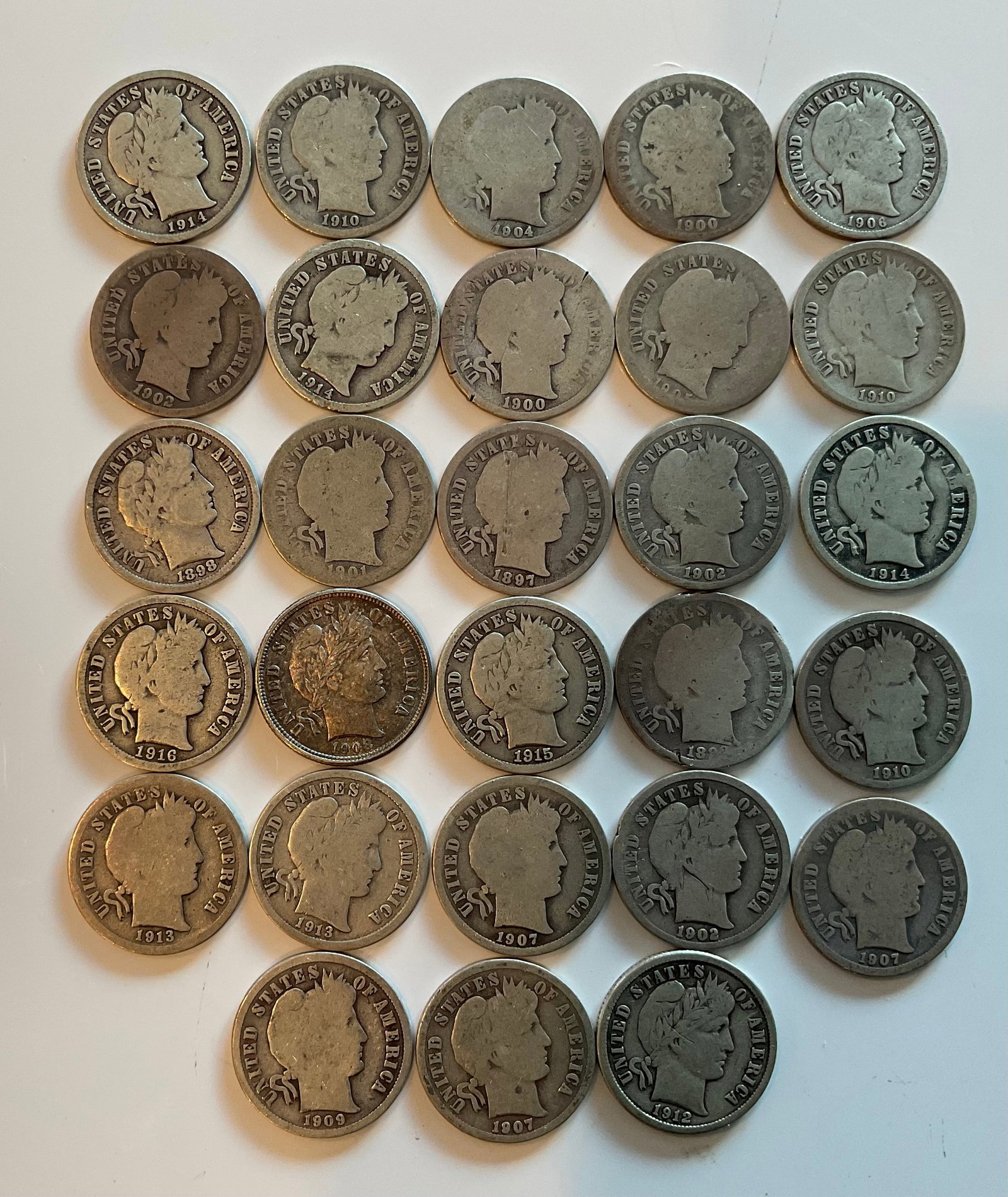 Group of 28 Barber Dimes (1 of 1)