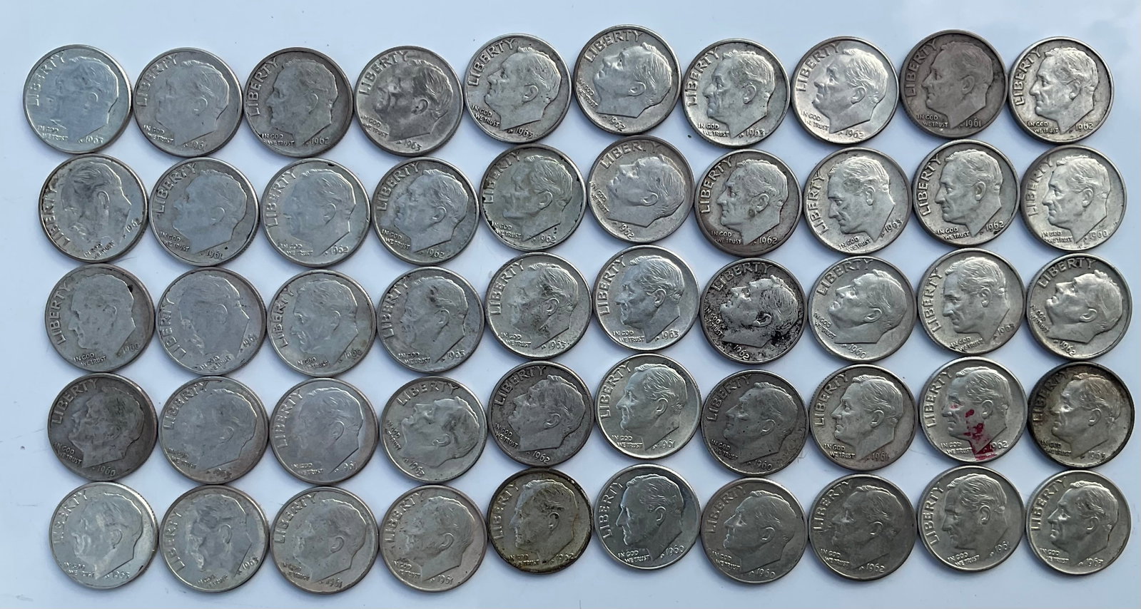 Group of 50 Roosevelt dimes 90 percent silver (1 of 1)