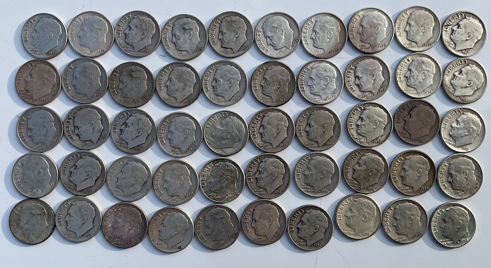 Group of 50 Roosevelt dimes 90 percent silver (1 of 1)