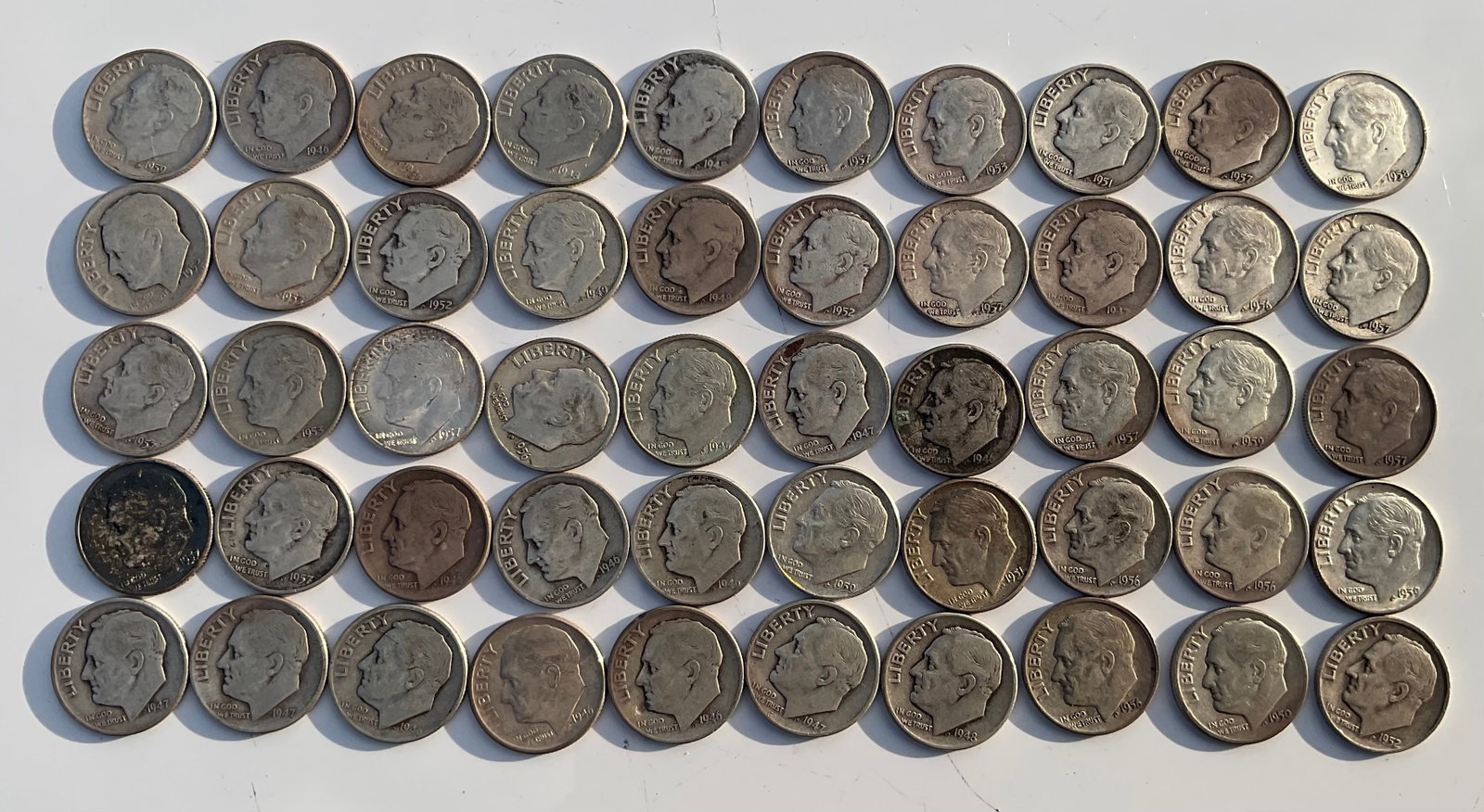 Group of 50 Roosevelt dimes 90 percent silver (1 of 1)