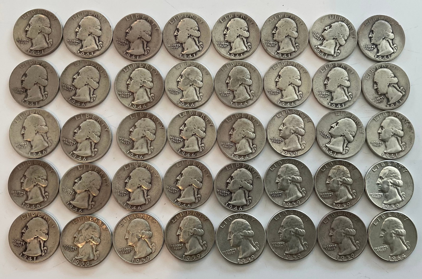 Group of 40 90 percent silver quarters (1 of 1)
