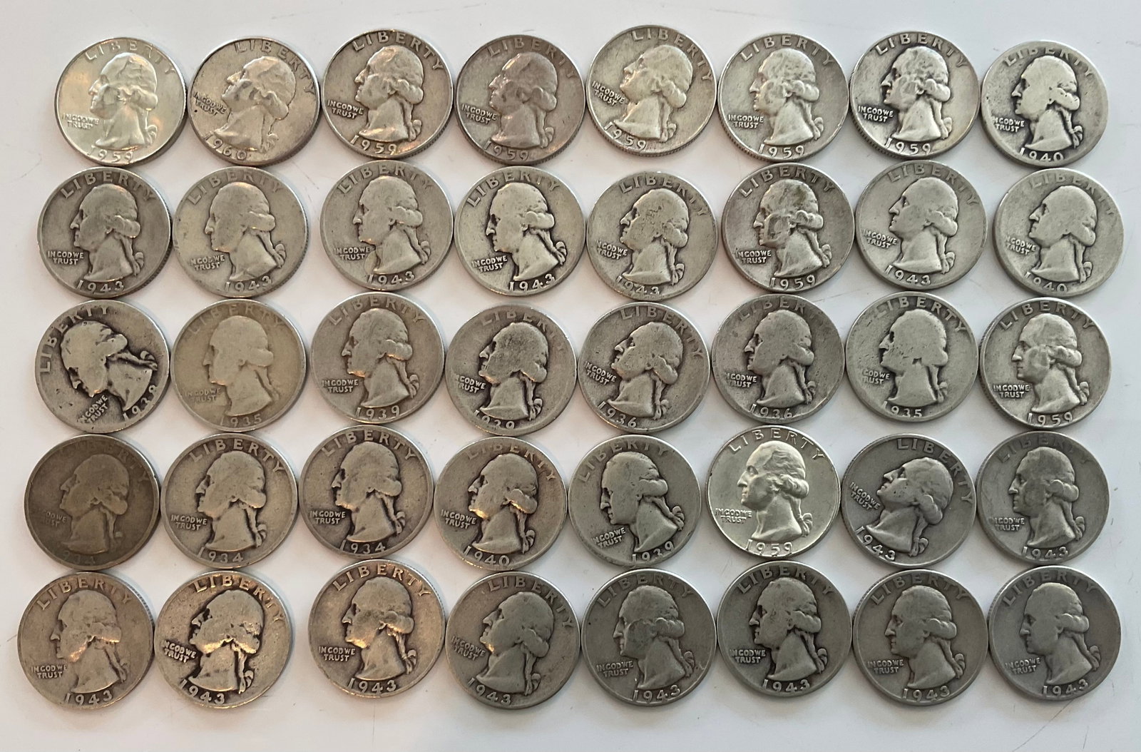 Group of 40 90 percent silver quarters (1 of 1)